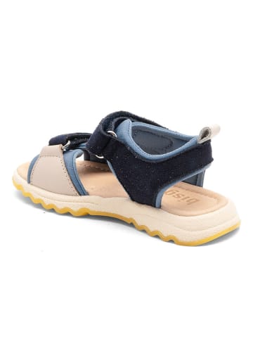 bisgaard Leder-Sandalen "Alisia" in Dunkelblau/ Beige