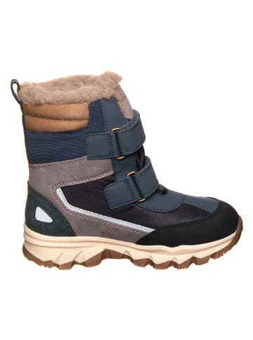 bisgaard Leder-Winterboots "Torben" in Dunkelblau/ Grau