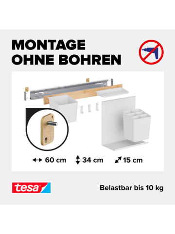 tesa 6tlg. Organizer-Set in Weiß/ Hellbraun