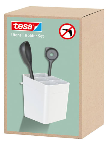 tesa Uchwyt w kolorze białym na przyboru kuchenne - 13,5 x 13,5 x 14 cm