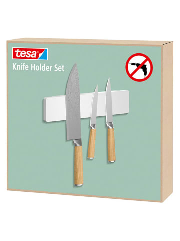 tesa Magnetyczna listwa w kolorze białym na noże - 26,5 x 6,5 cm