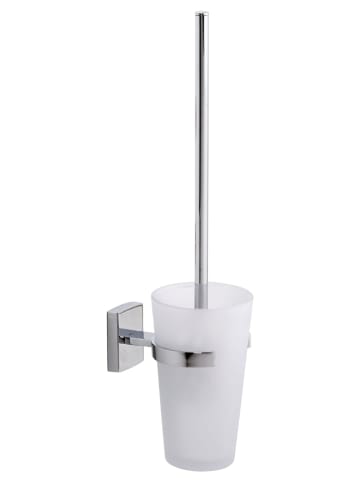 tesa Toiletborstelhouder "Klaam" zilverkleurig - (H)41,6 cm