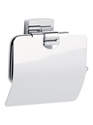 tesa Toilettenpapierhalter "Klaam" in Silber - (B)14,2 x (H)9,5 x (T)4,7 cm