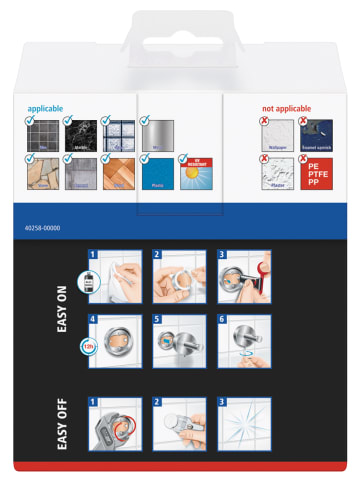 tesa Toiletrolhouder "Klaam" zilverkleurig - (B)14,2 x (H)9,5 x (D)4,7 cm