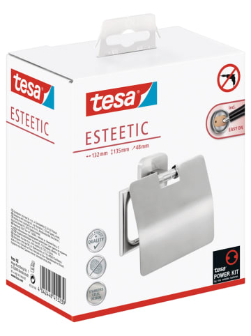 tesa Uchwyt "Esteetic" w kolorze srebrnym na papier toaletowy - 13,2 x 13,5 x 4,8 cm
