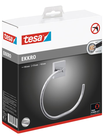 tesa Handtuchhalter "Ekkro" in Silber - (B)19,5 x (H)17,5 x (T)4,5 cm