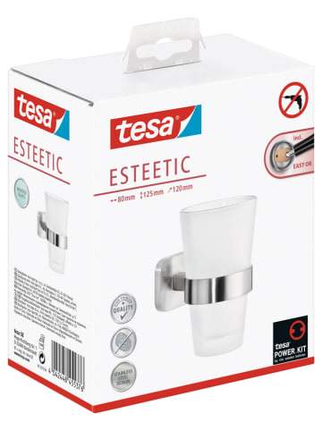 tesa Kubek łazienkowy "Esteetic" w kolorze srebrnym - wys. 12,5 cm