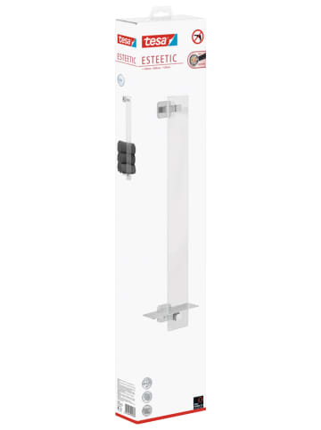 tesa Uchwyt "Esteetic" w kolorze srebrnym na ręczniki - 18 x 66,7 x 12,7 cm