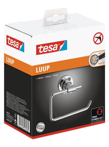 tesa Uchwyt WC "Luup" w kolorze srebrnym na papier toaletowy - 10,5 x 14 x 7,5 cm