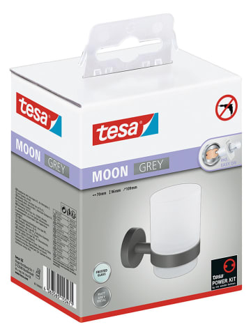 tesa Tandenborstelbeker "Moon" grijs/wit - (B)7 x (H)11 x (D)9,6 cm