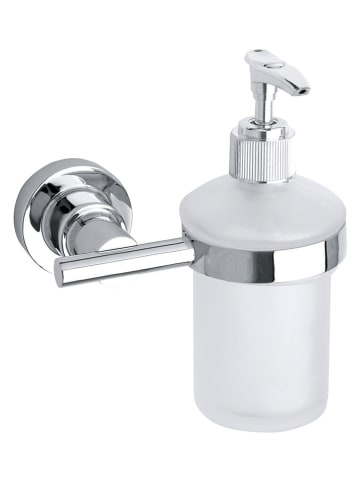 tesa Seifenspender "Luup" in Silber/ Weiß - (B)12,5 x (H)15,5 x (T)10 cm