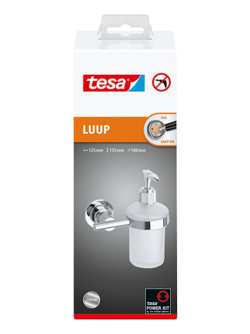 tesa Zeepdispenser "Luup" zilverkleurig/wit - (B)12,5 x (H)15,5 x (D)10 cm