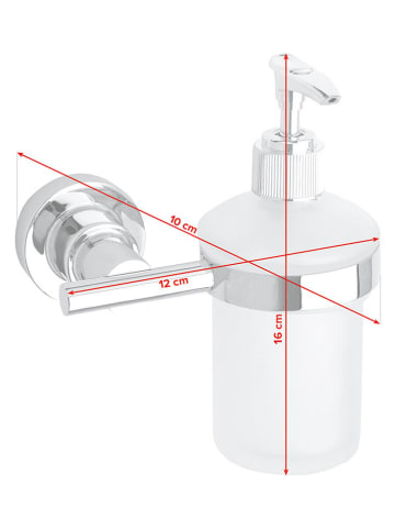 tesa Zeepdispenser "Luup" zilverkleurig/wit - (B)12,5 x (H)15,5 x (D)10 cm