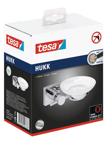 tesa Zeepschaaltje "Hukk" zilverkleurig/wit - (B)14,5 x (H)5 x (D)11,5 cm