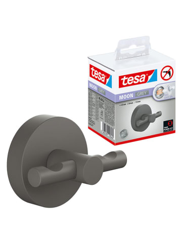 tesa Bademantelhaken "Moon" in Grau - (B)8 x (H)8,5 x (T)6,5 cm