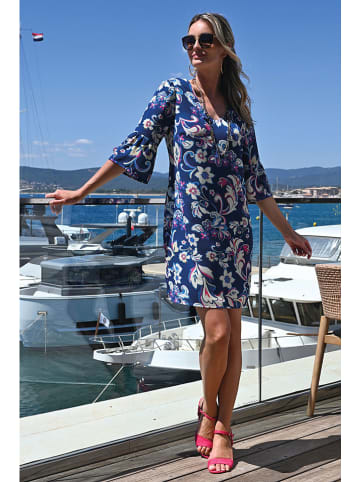 Bleu d'Azur Sukienka "Zita" w kolorze niebiesko-białym