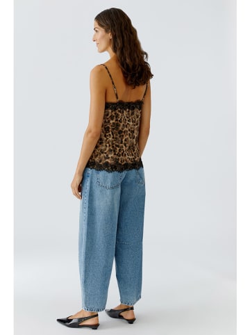 Oui Top in Camel/ Grau