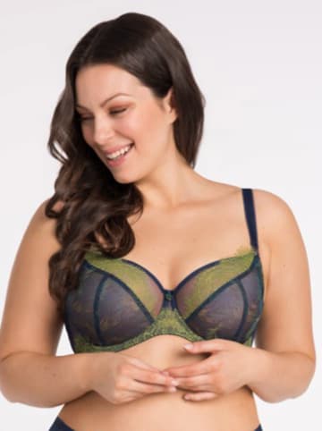 Gorsenia Bügel-BH "Arianna" in Dunkelblau/ Gelb