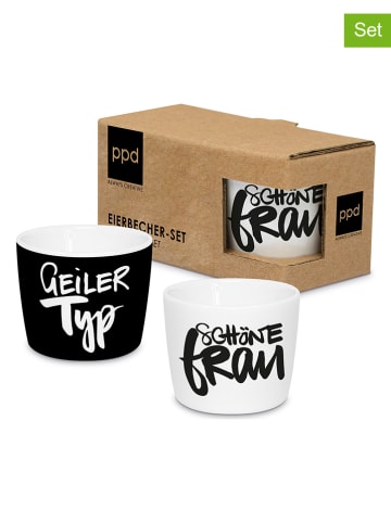 ppd 2er-Set: Eierbecher "Typ & Frau" in Schwarz/ Weiß - (B)6 x (H)11,5 cm