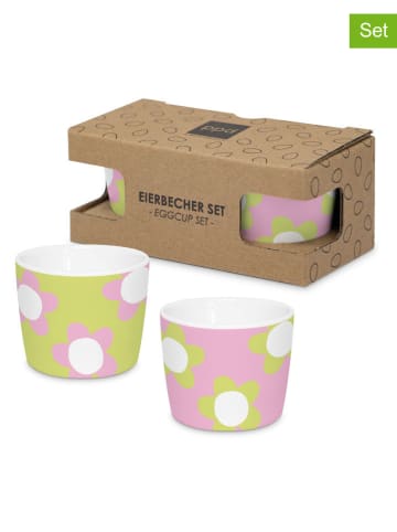 ppd 2er-Set: Eierbecher "Flower" in Rosa/ Grün - (H)4,8 x Ø 5 cm