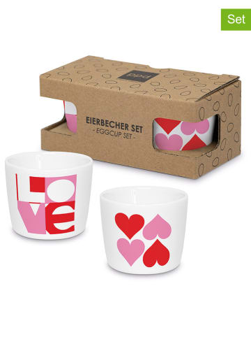 ppd 2er-Set: Eierbecher "Love & Hearts" in Rosa/ Rot - (H)4,8 x Ø 5 cm