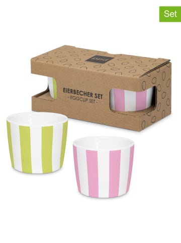 ppd Kieliszki (2 szt.) w kolorze jasnoróżowo-zielonym na jajka - wys. 4,8 x Ø 5cm