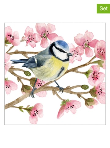 ppd 2er-Set: Servietten ''Oiseau'' in Bunt/ Weiß - 2x 20 Stück