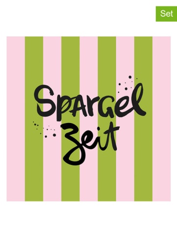 ppd 2er-Set: Servietten ''Spargel'' in Grün/ Rosa - 2x 20 Stück