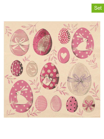 ppd 2er-Set: Servietten ''Easter Rose'' in Beige/ Rosa - 2x 20 Stück