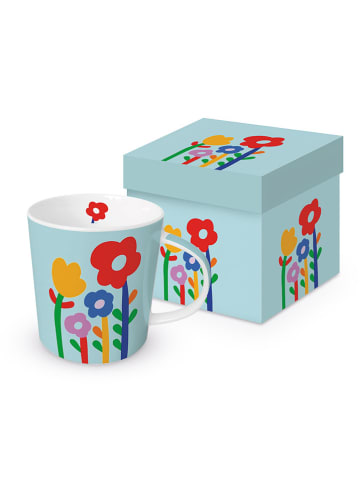 ppd Kubek jumbo "Super Flowers" w kolorze turkusowo-czerwonym - 400 ml