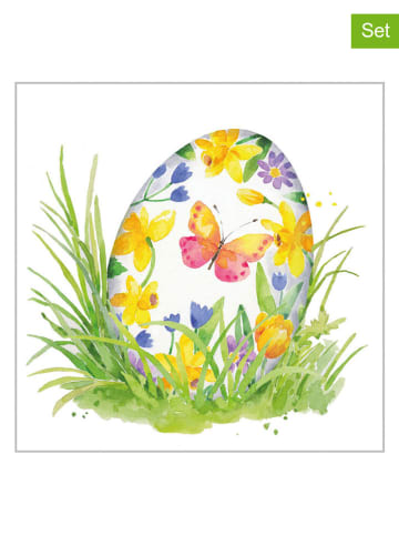 ppd 2er-Set: Servietten ''Osterei'' in Weiß/ Bunt - 2x 20 Stück