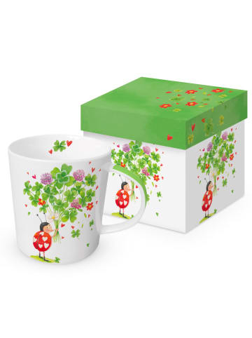 ppd Kubek jumbo "Lucky!" w kolorze biało-zielonym - 400 ml