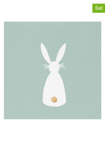 ppd 2er-Set: Servietten ''Bunny Canvas'' in Grün - 2x 20 Stück