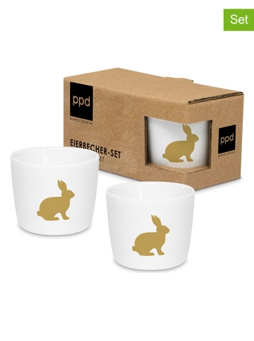 ppd 2er-Set: Eierbecher "Pure Easter" in Weiß/ Gold - (B)6 x (H)11,5 x (T)5 cm