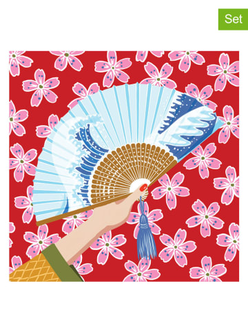 ppd 2er-Set: Servietten ''Nao'' in Rot/ Hellblau - 2x 20 Stück