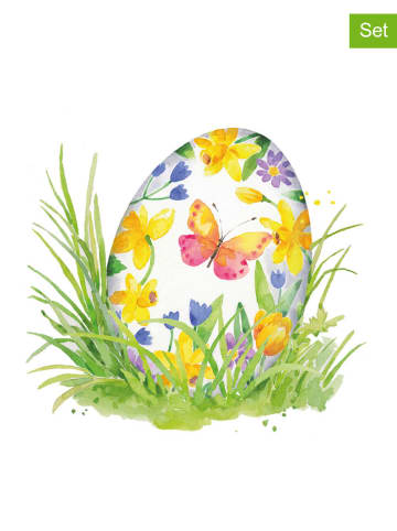 ppd 2er-Set: Servietten ''Osterei'' in Weiß/ Bunt - 2x 20 Stück