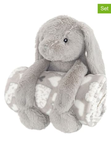 4Living 2tlg. Set: Wohndecke "Bunny" in Grau