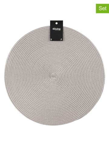 4Living 2er-Set: Tischsets "Miida" in Grau - Ø 38 cm