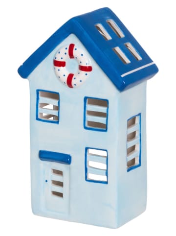 4Living Windlicht "Beach" in Hellblau - (B)12 x (H)20 x (T)8 cm