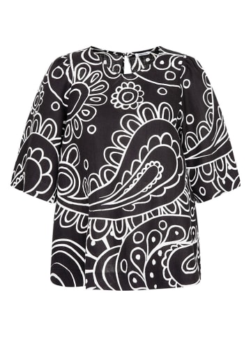 Seidensticker Leinen-Bluse in Schwarz/ Weiß