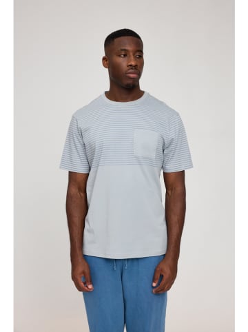 MAZINE Shirt "Halfway Striped" in Hellblau/ Grau