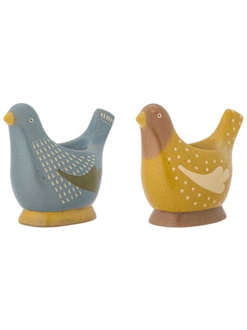 Bloomingville 2er-Set: Eierbecher "Birdy" in Blau/ Gelb - (B)8 x (H)8 cm