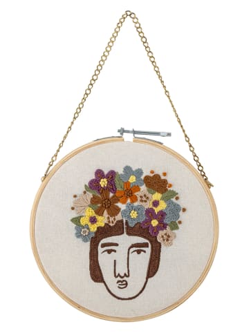 Bloomingville Dekoracja ścienna "Cambiano" w kolorze biało-oliwkowym - Ø 21,5 cm