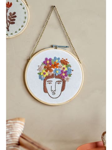 Bloomingville Wanddekoration "Cambiano" in Weiß/ Khaki - Ø 21,5 cm