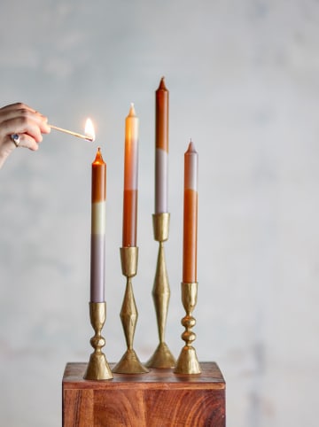 Bloomingville Świece (4 szt.) "Dip Dye" w kolorze jasnobrązowo-fioletowym - 4x 75 g