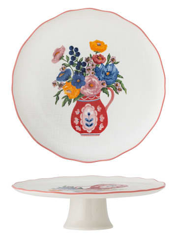 Bloomingville Taartplateau "Dorothy" wit/rood/lichtroze - (H)9 x Ø 28 cm