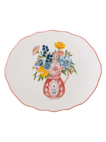 Bloomingville Talerz śniadaniowy w kolorze biało-jasnoróżowo-żółtym - Ø 20 cm