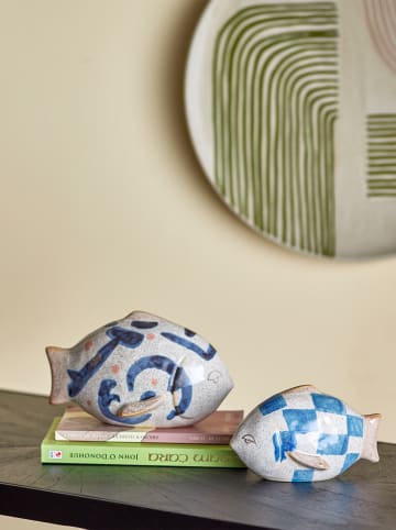 Bloomingville 2-delige set: deco-objecten "Eviaya" crème/blauw