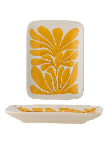 Bloomingville Servierteller "Fauni" in Weiß/ Gelb - (L)15 x (B)11,5 cm