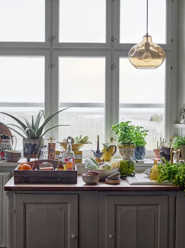 Bloomingville Kieliszek "Feyza" w kolorze żółtym do wina - 205 ml